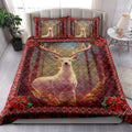 Ohaprints-Quilt-Bed-Set-Pillowcase-Beautiful-Deer-In-Forest-Christmas-Light-Mistletoe-Poinsettia-Blanket-Bedspread-Bedding-4229-King (90'' x 100'')