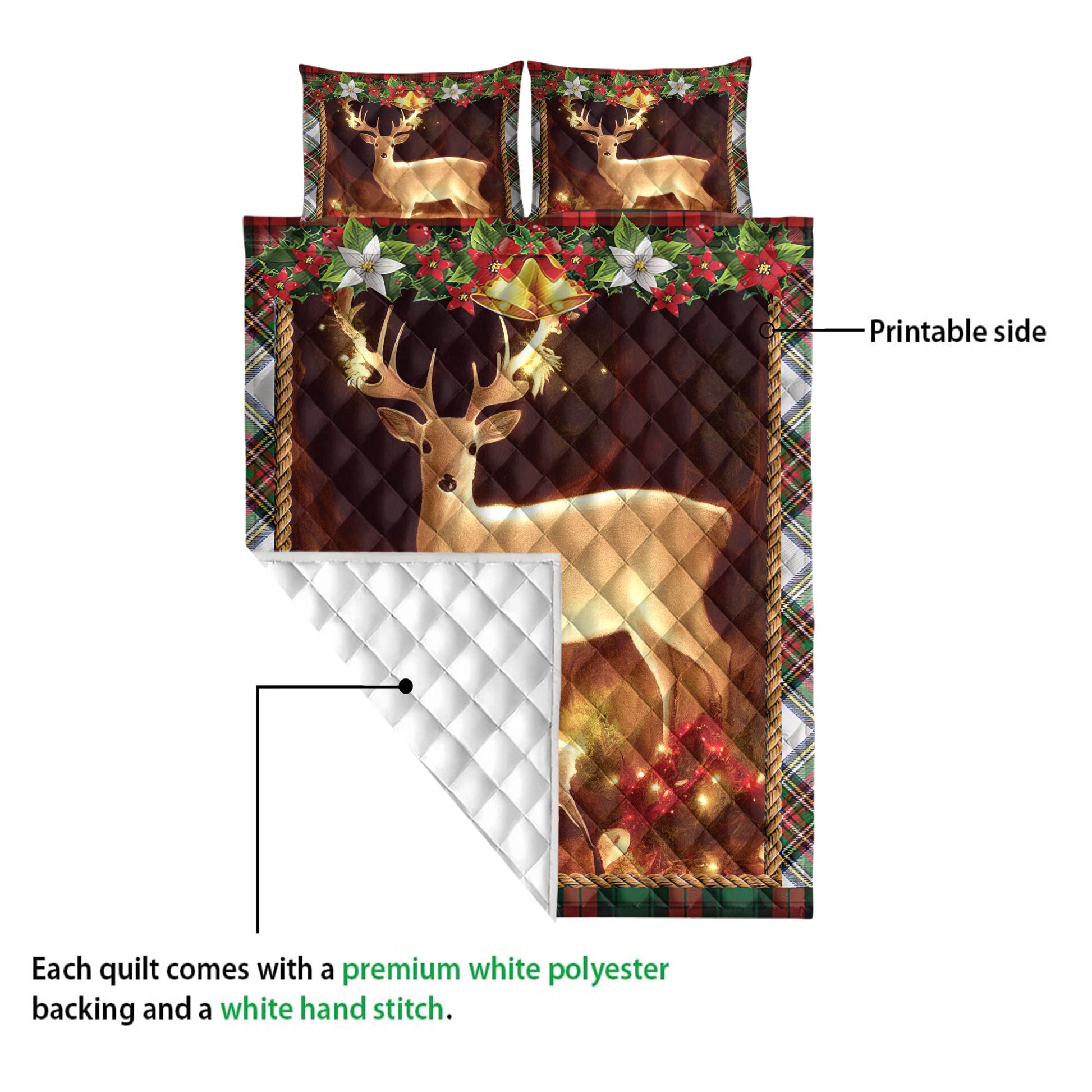 Ohaprints-Quilt-Bed-Set-Pillowcase-Beautiful-Deer-And-Son-With-Christmas-Light-And-Garland-Unique-Gifts-Blanket-Bedspread-Bedding-4238-Queen (80'' x 90'')