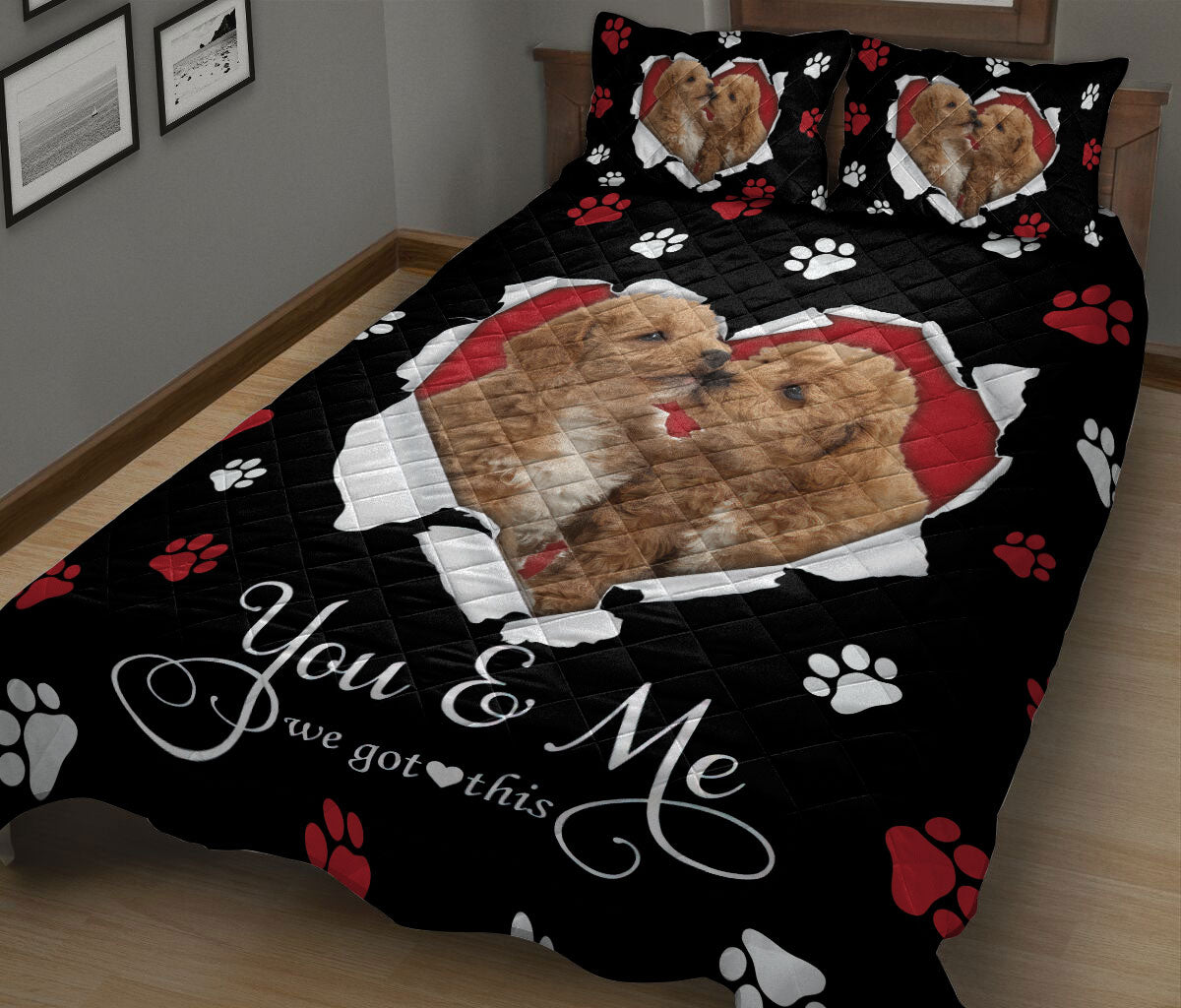 Ohaprints-Quilt-Bed-Set-Pillowcase-Goldendoodle-Labradoodle-Golden-Doodle-Dog-Lover-Pearl-Love-Heart-Blanket-Bedspread-Bedding-1294-King (90'' x 100'')