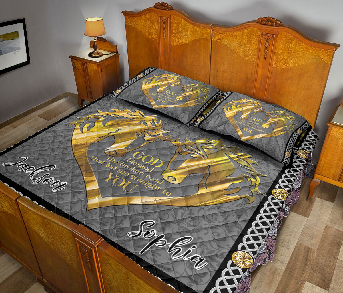 Ohaprints-Quilt-Bed-Set-Pillowcase-Couple-Precious-Moment-First-Year-Love-Together-Anniversary-Custom-Personalized-Name-Blanket-Bedspread-Bedding-3309-Queen (80'' x 90'')