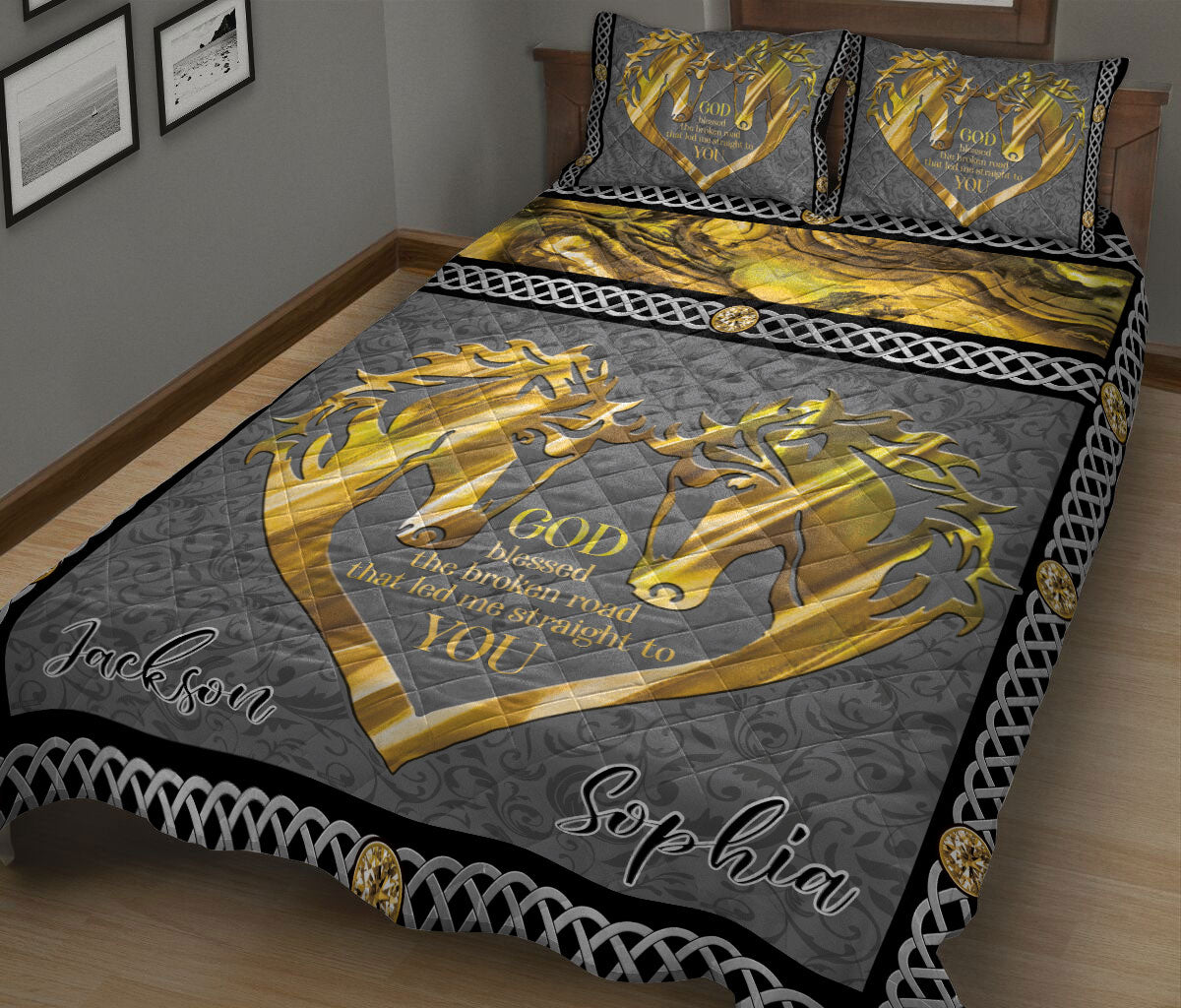 Ohaprints-Quilt-Bed-Set-Pillowcase-Couple-Precious-Moment-First-Year-Love-Together-Anniversary-Custom-Personalized-Name-Blanket-Bedspread-Bedding-3309-King (90'' x 100'')