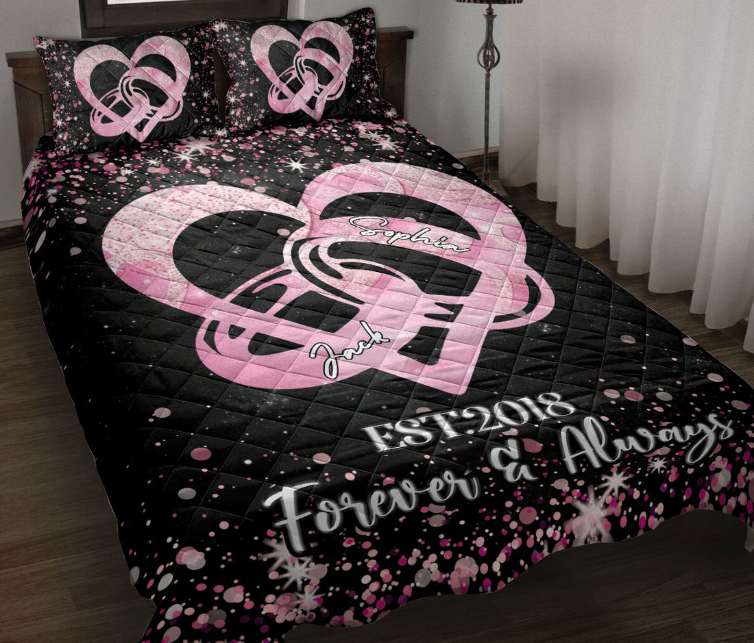 Ohaprints-Quilt-Bed-Set-Pillowcase-Couple-Precious-Moment-First-Year-Love-Together-Anniversary-Custom-Personalized-Name-Date-Blanket-Bedspread-Bedding-3307-Throw (55'' x 60'')