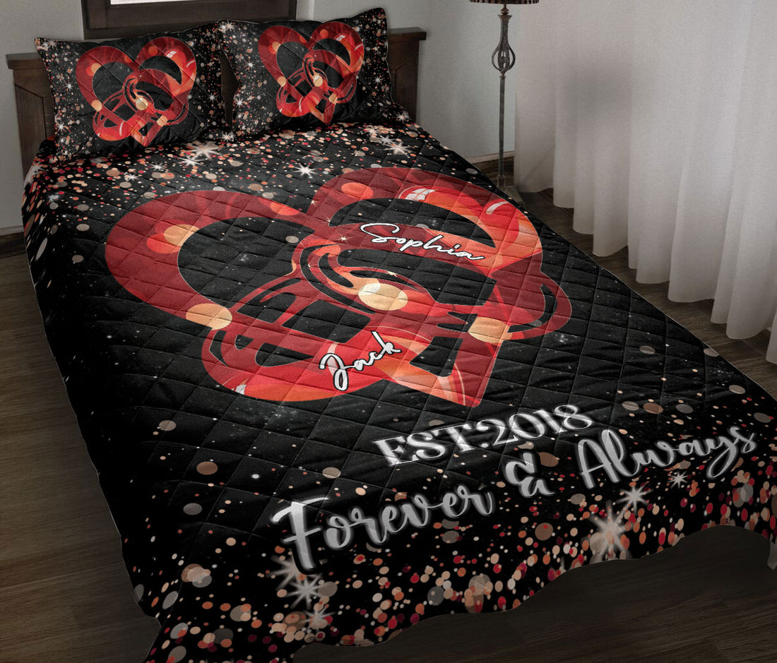 Ohaprints-Quilt-Bed-Set-Pillowcase-Couple-Precious-Moment-First-Year-Love-Together-Anniversary-Custom-Personalized-Name-Date-Blanket-Bedspread-Bedding-3302-Throw (55'' x 60'')