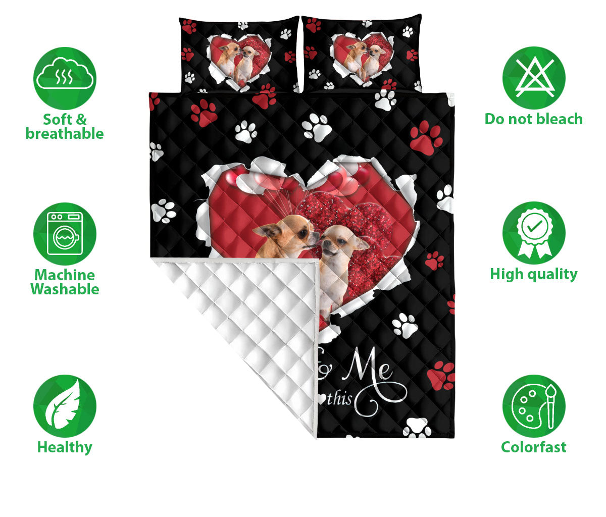Ohaprints-Quilt-Bed-Set-Pillowcase-Dachshund-Weiner-Doxie-Couple-Dog-Lover-Love-Adorable-Heart-Blanket-Bedspread-Bedding-200-Double (70'' x 80'')