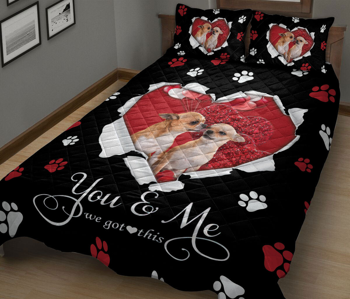 Ohaprints-Quilt-Bed-Set-Pillowcase-Dachshund-Weiner-Doxie-Couple-Dog-Lover-Love-Adorable-Heart-Blanket-Bedspread-Bedding-200-King (90'' x 100'')