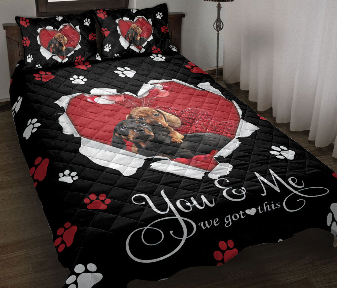 Ohaprints-Quilt-Bed-Set-Pillowcase-Dachshund-Weiner-Doxie-Dog-Lover-Love-Adorable-Heart-Blanket-Bedspread-Bedding-2551-Throw (55'' x 60'')