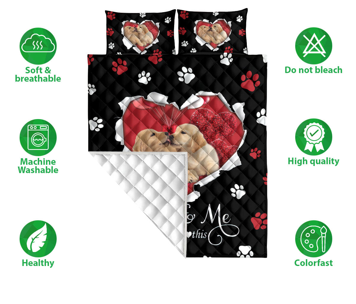 Ohaprints-Quilt-Bed-Set-Pillowcase-Golden-Retriever-Labrador-Retriever-Dog-Lover-Love-Heart-Blanket-Bedspread-Bedding-1268-Double (70'' x 80'')