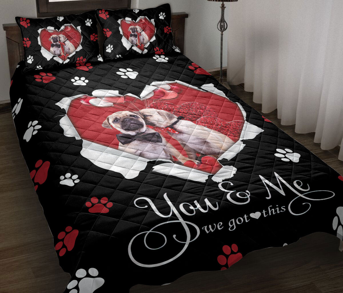 Ohaprints-Quilt-Bed-Set-Pillowcase-Pug-Dog-Lover-Pearl-Love-Adorable-Heart-Blanket-Bedspread-Bedding-1960-Throw (55'' x 60'')