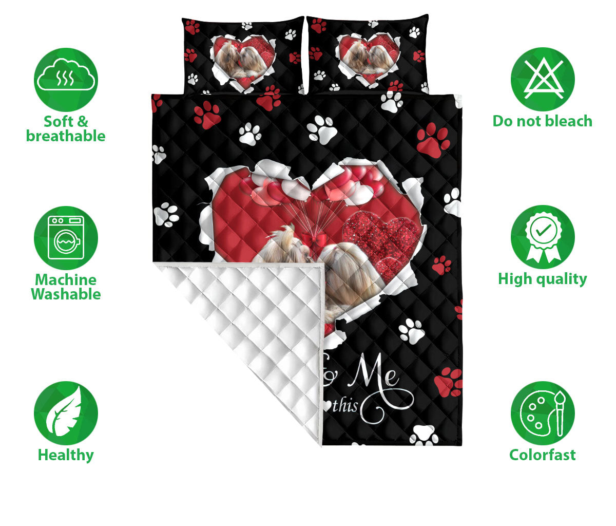 Ohaprints-Quilt-Bed-Set-Pillowcase-Shih-Tzu-Shitzu-Dog-Lover-Love-Heart-Blanket-Bedspread-Bedding-1836-Double (70'' x 80'')