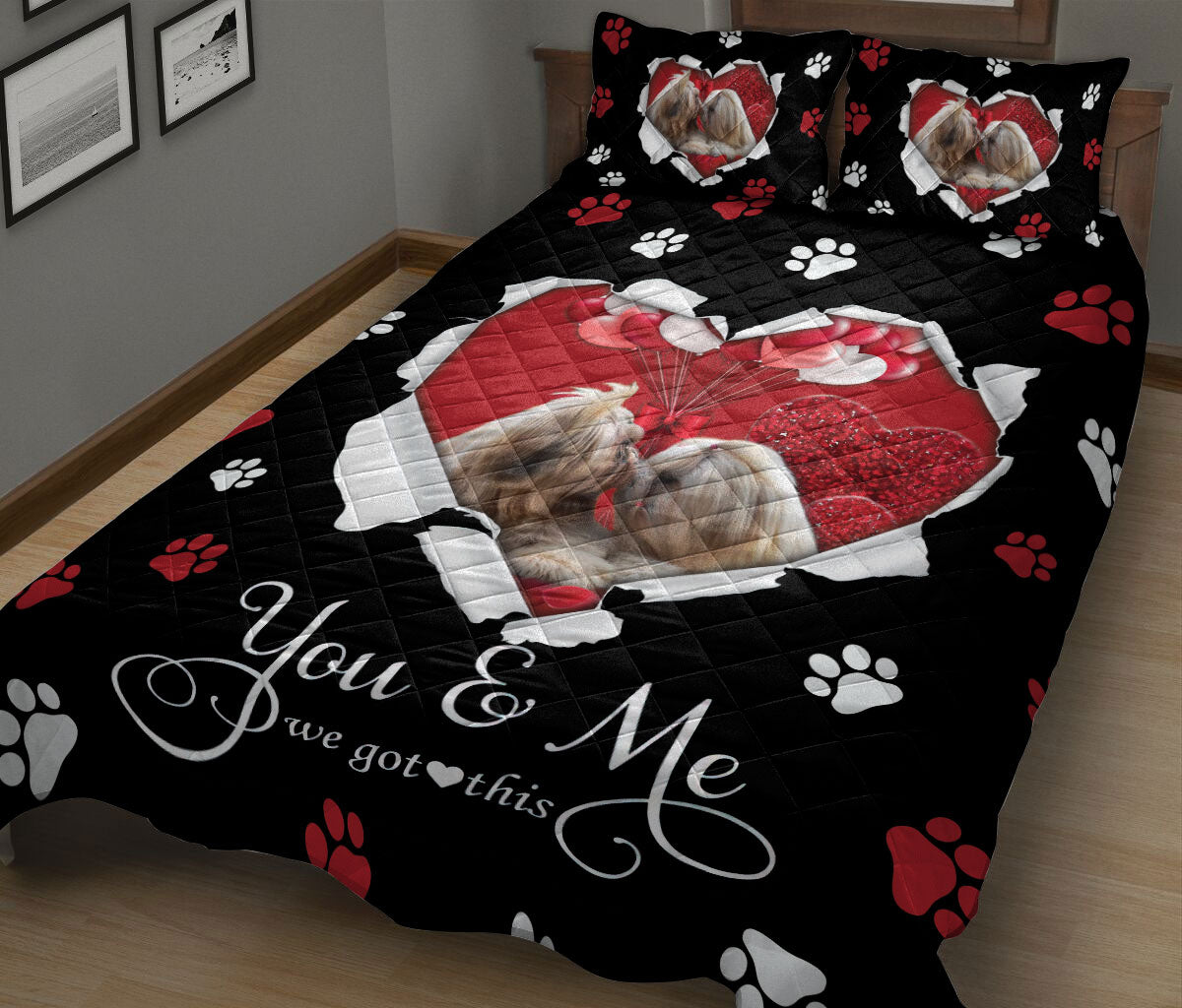 Ohaprints-Quilt-Bed-Set-Pillowcase-Shih-Tzu-Shitzu-Dog-Lover-Love-Heart-Blanket-Bedspread-Bedding-1836-King (90'' x 100'')