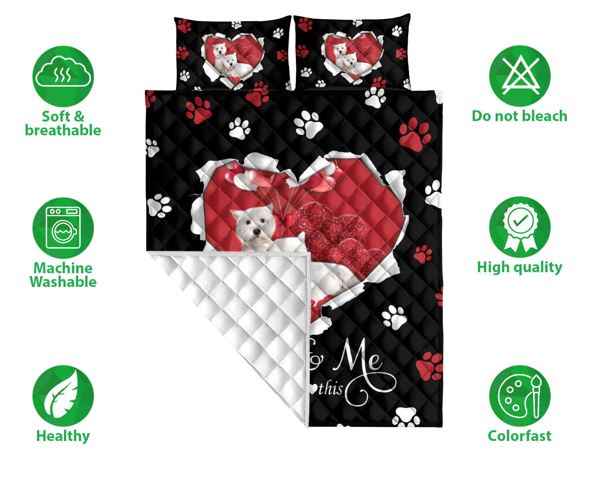 Ohaprints-Quilt-Bed-Set-Pillowcase-Maltese-Dog-Lover-Love-Heart-Blanket-Bedspread-Bedding-1252-Double (70'' x 80'')