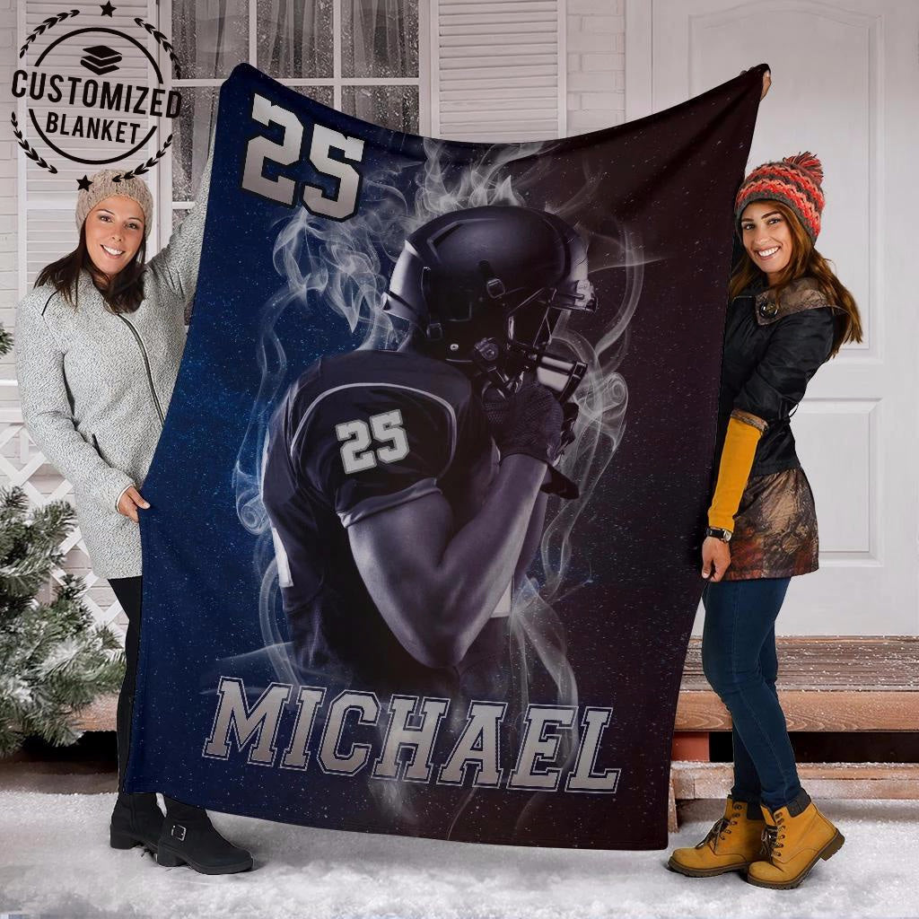 Ohaprints-Fleece-Sherpa-Blanket-American-Football-Gift-For-Son-Boy-Men-Custom-Personalized-Name-Number-Soft-Throw-Blanket-1254-Fleece Blanket