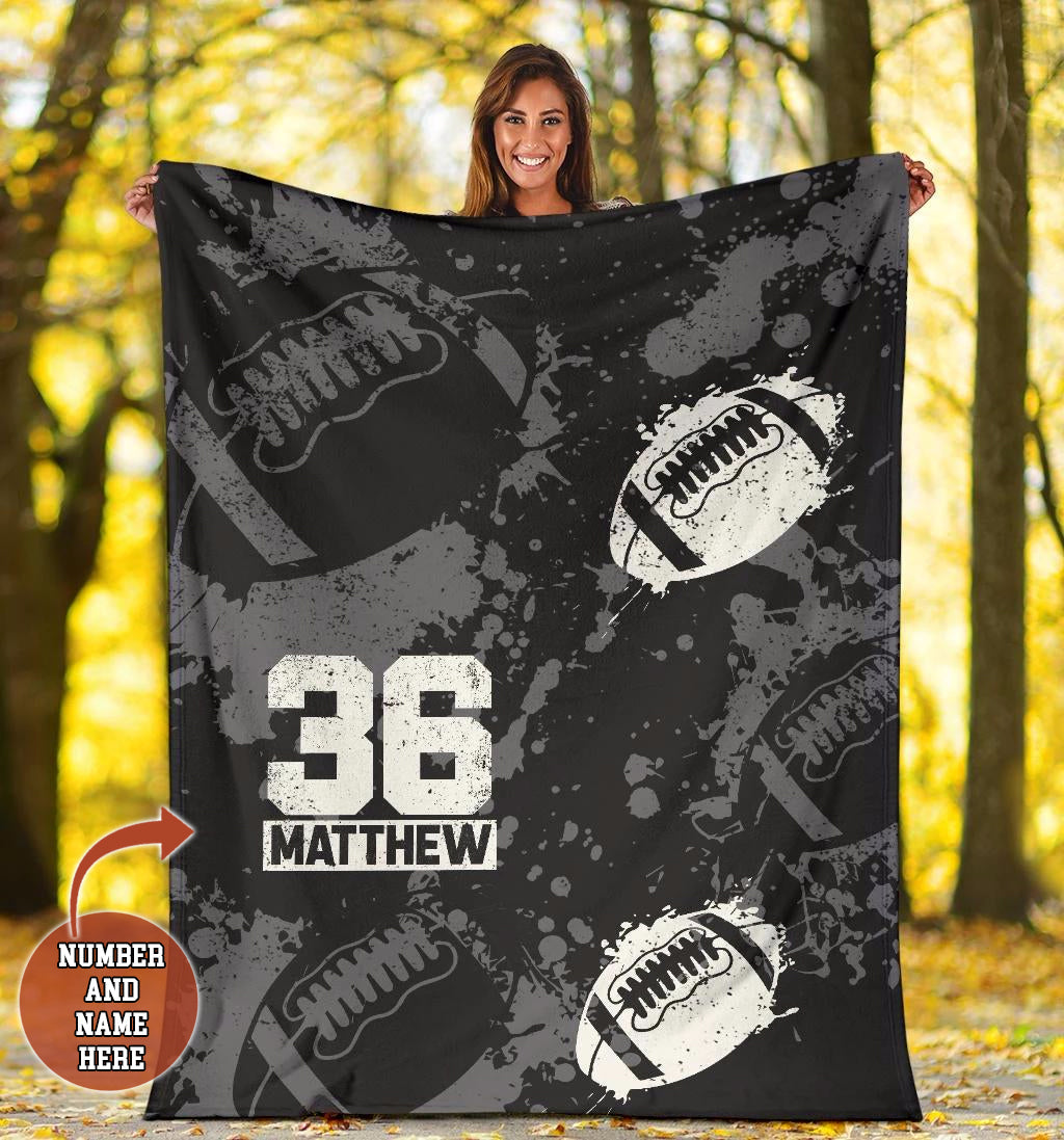 Ohaprints-Fleece-Sherpa-Blanket-American-Football-Gift-For-Son-Boy-Men-Custom-Personalized-Name-Number-Soft-Throw-Blanket-1346-Fleece Blanket