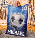 Ohaprints-Fleece-Sherpa-Blanket-Soccer-Blue-Ball-Water-Drop-Custom-Personalized-Name-Number-Soft-Throw-Blanket-1192-Fleece Blanket