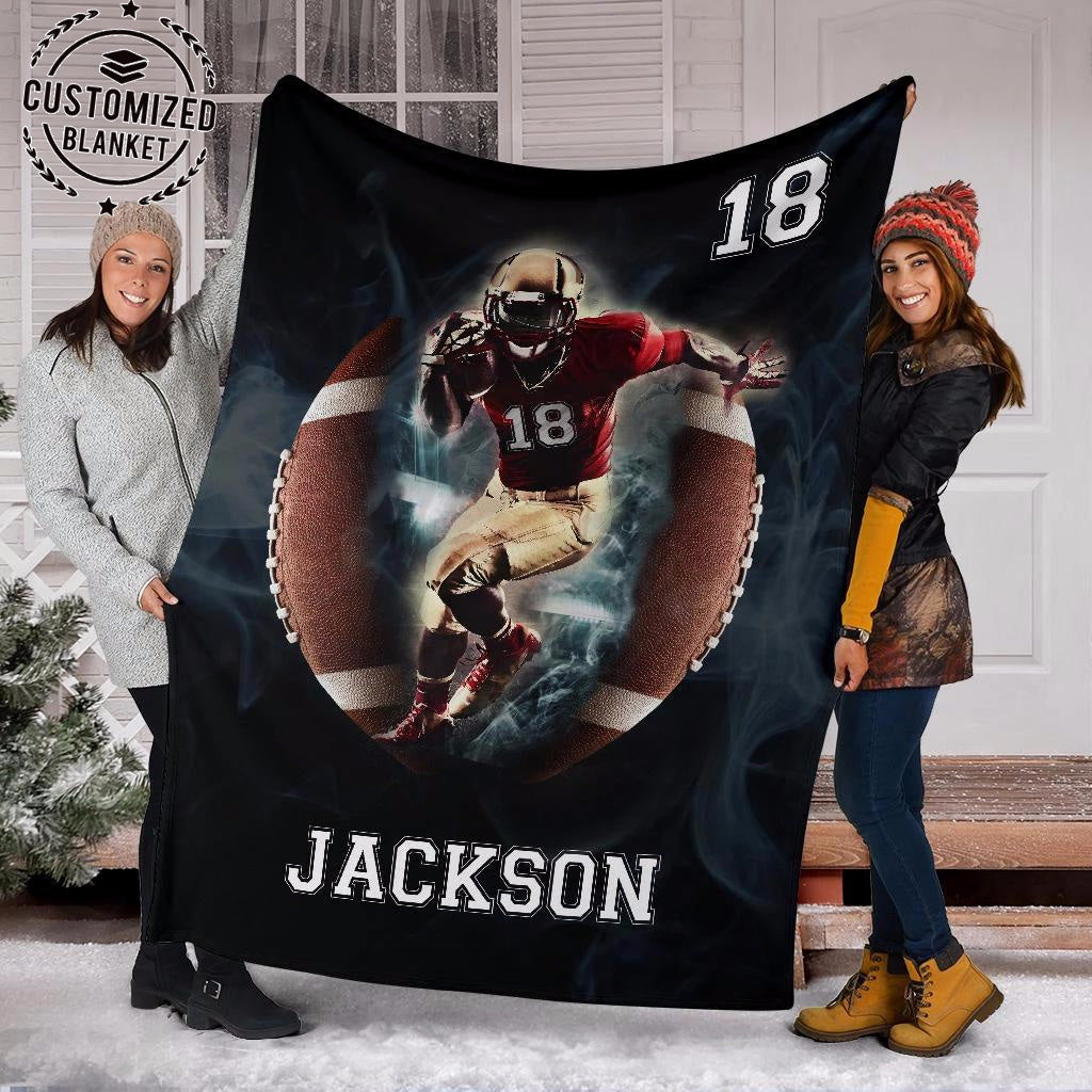 Ohaprints-Fleece-Sherpa-Blanket-American-Football-Gift-For-Son-Boy-Men-Custom-Personalized-Name-Number-Soft-Throw-Blanket-1891-Fleece Blanket