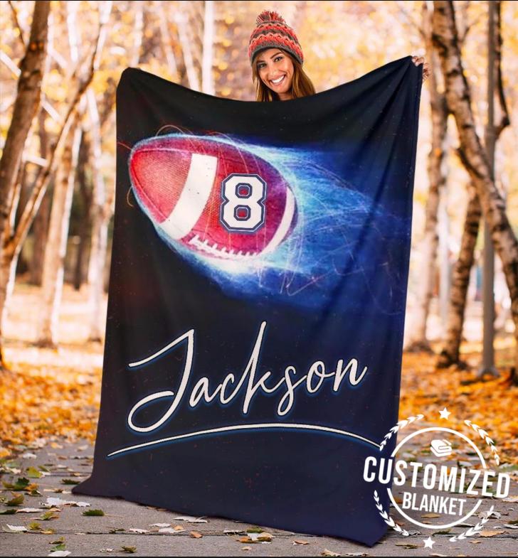 Ohaprints-Fleece-Sherpa-Blanket-American-Football-Gift-For-Son-Boy-Men-Custom-Personalized-Name-Number-Soft-Throw-Blanket-1326-Fleece Blanket