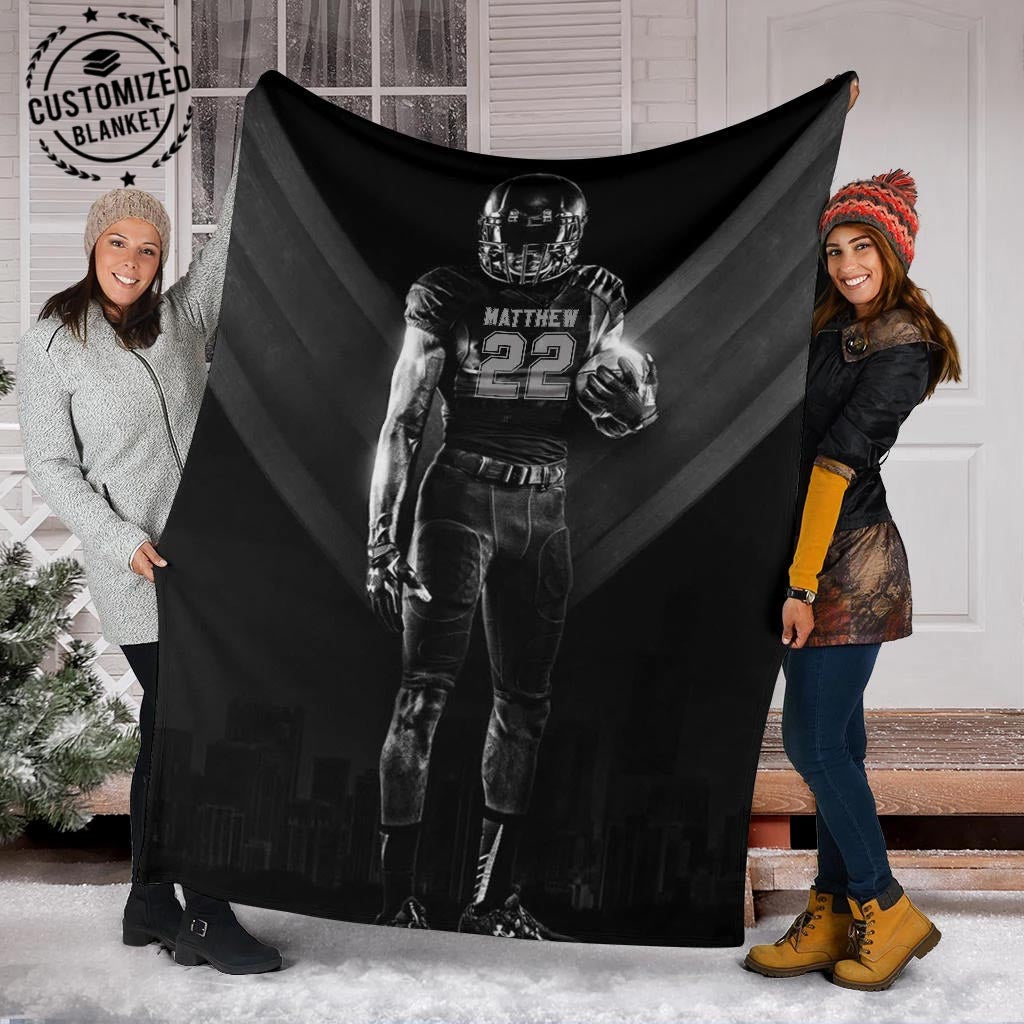 Ohaprints-Fleece-Sherpa-Blanket-American-Football-Gift-For-Son-Boy-Men-Custom-Personalized-Name-Number-Soft-Throw-Blanket-1333-Fleece Blanket