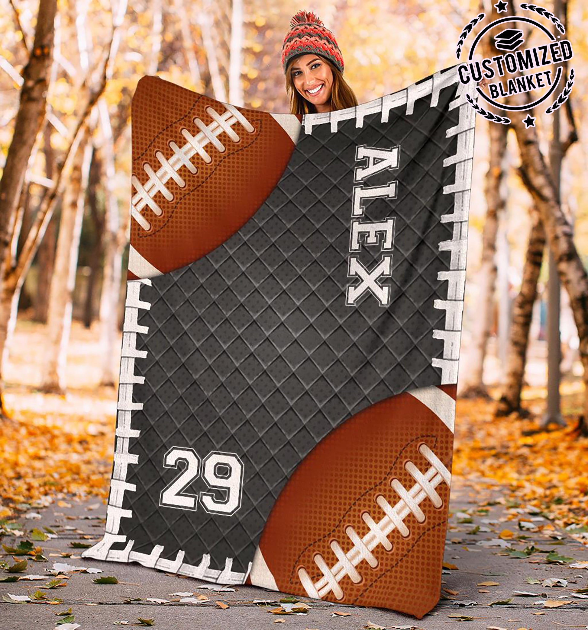 Ohaprints-Fleece-Sherpa-Blanket-American-Football-Gift-For-Son-Boy-Men-Custom-Personalized-Name-Number-Soft-Throw-Blanket-1282-Fleece Blanket