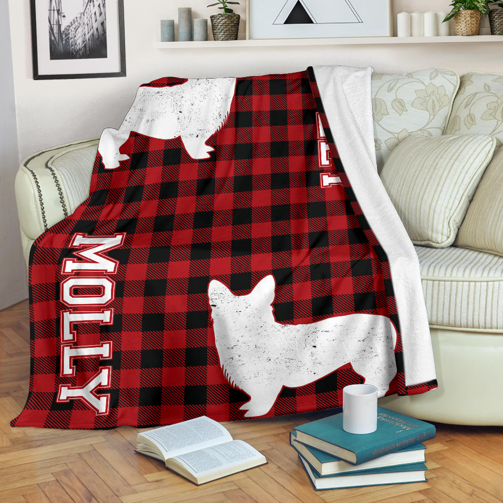 Ohaprints-Fleece-Sherpa-Blanket-Corgi-Dog-Checkered-Red-Black-Gift-For-Dog-Lovers-Custom-Personalized-Name-Soft-Throw-Blanket-1796-Sherpa Blanket