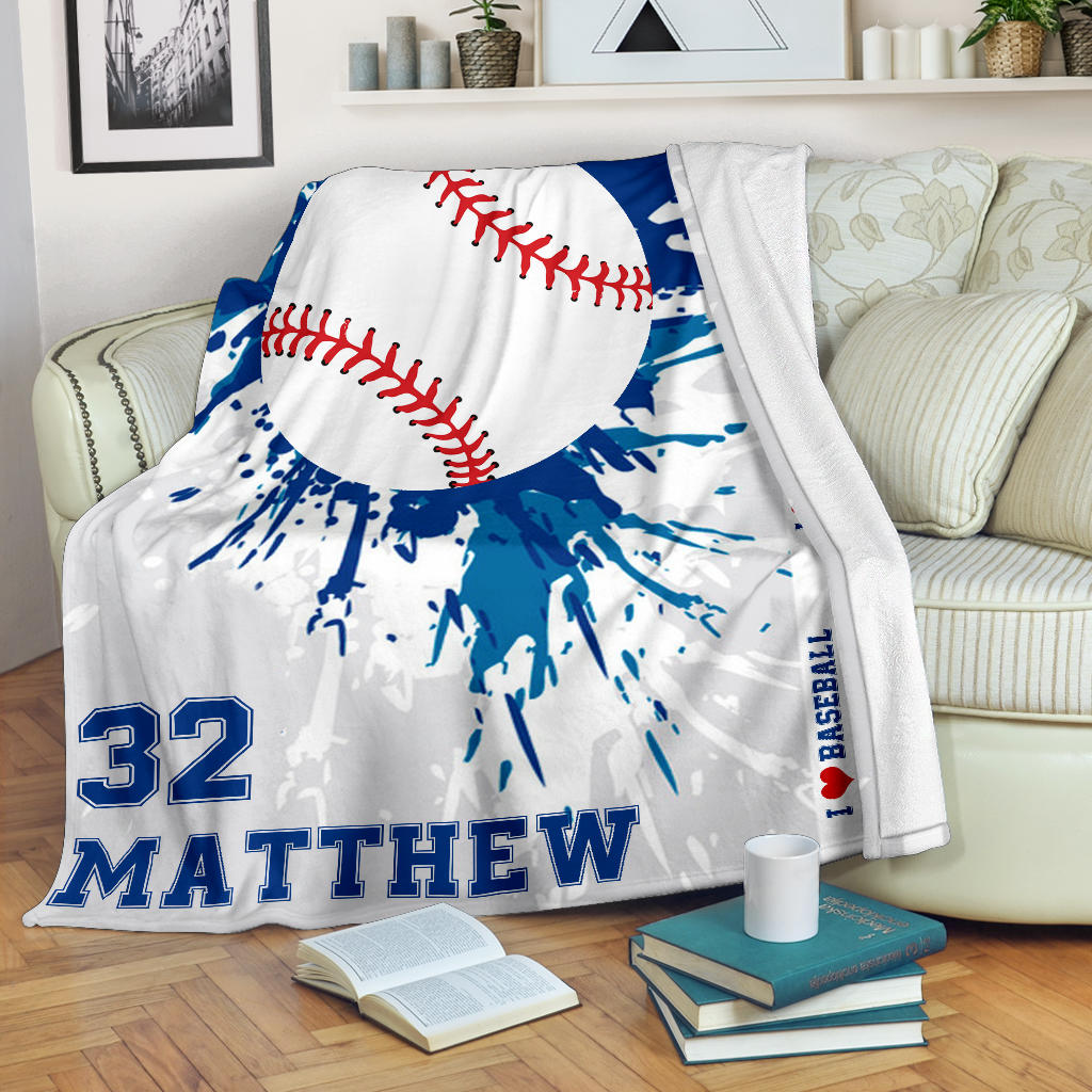 Ohaprints-Fleece-Sherpa-Blanket-Baseball-Gift-For-Son-Boy-Custom-Personalized-Name-Number-Soft-Throw-Blanket-1434-Fleece Blanket