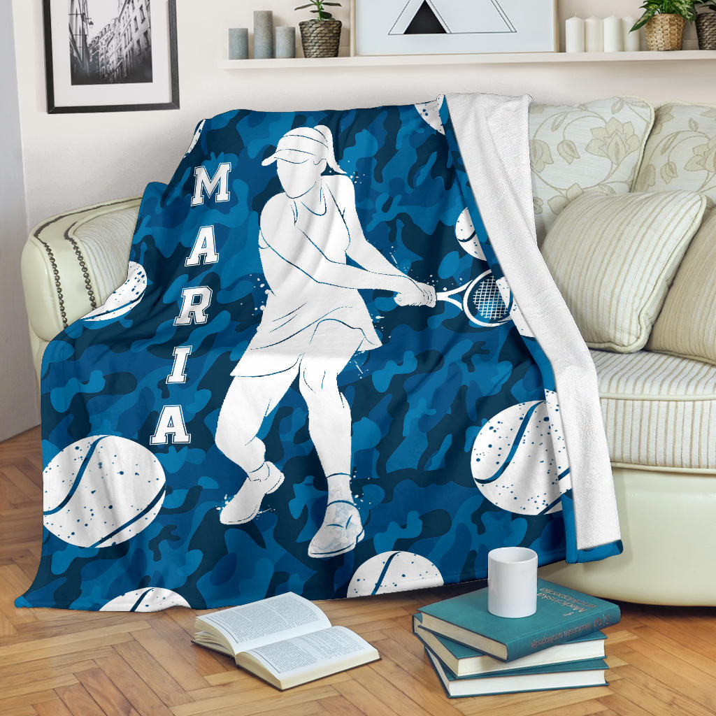 Ohaprints-Fleece-Sherpa-Blanket-Tennis-Blue-Camo-Girl-Player-Gift-For-Fan-Lovers-Custom-Personalized-Name-Soft-Throw-Blanket-1784-Fleece Blanket