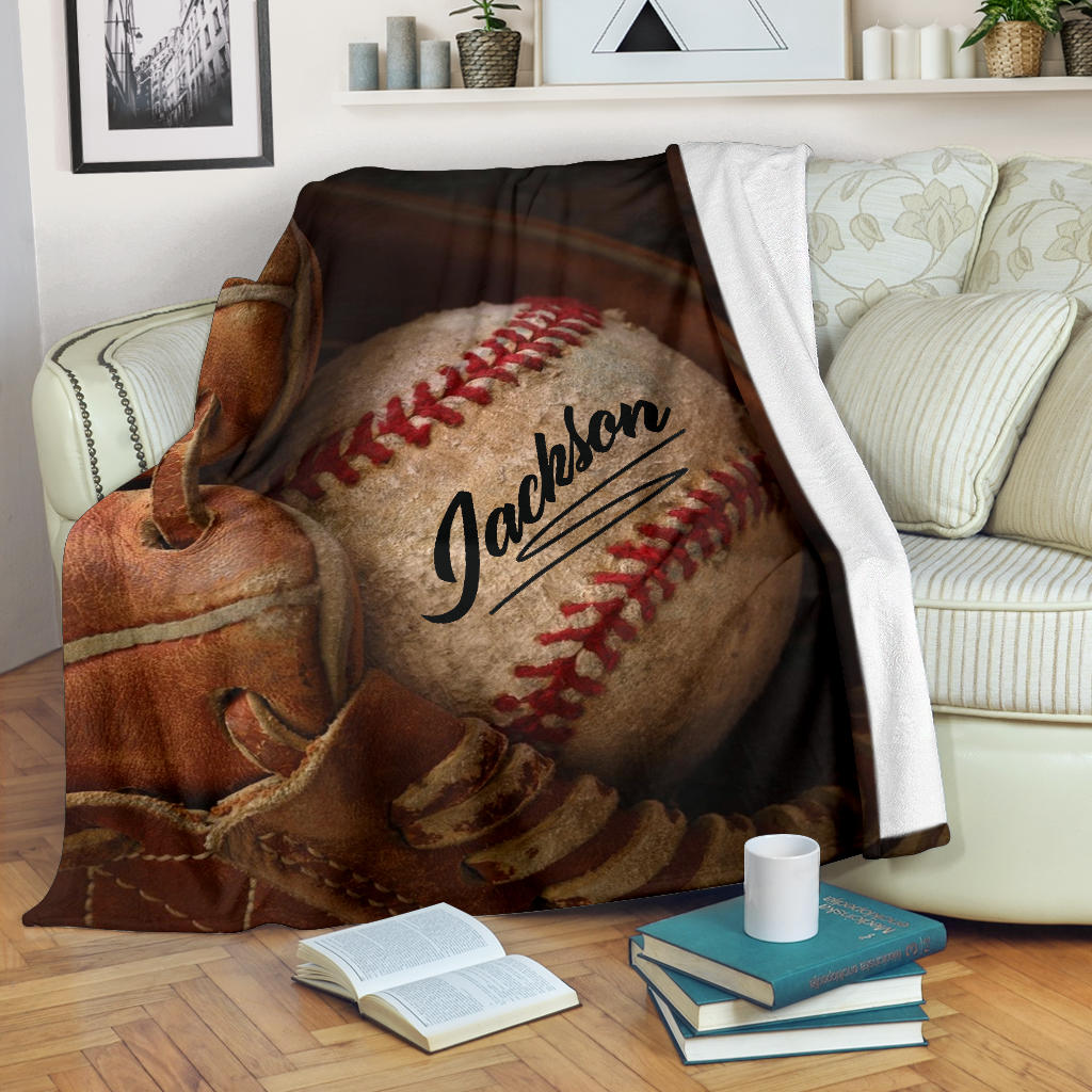 Ohaprints-Fleece-Sherpa-Blanket-Baseball-Gift-For-Son-Boy-Custom-Personalized-Name-Soft-Throw-Blanket-1478-Fleece Blanket