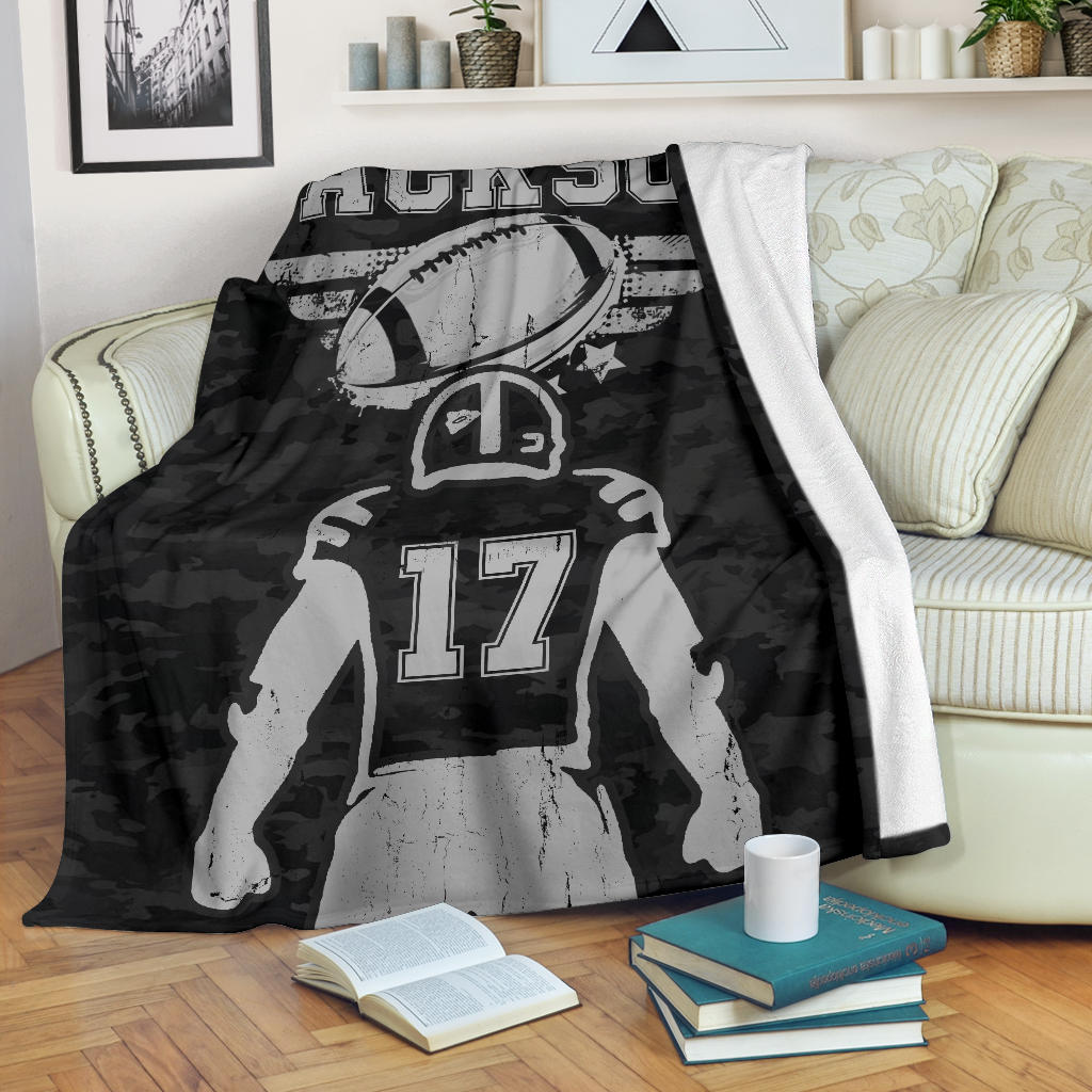 Ohaprints-Fleece-Sherpa-Blanket-American-Football-Gift-For-Son-Boy-Men-Custom-Personalized-Name-Number-Soft-Throw-Blanket-1306-Fleece Blanket