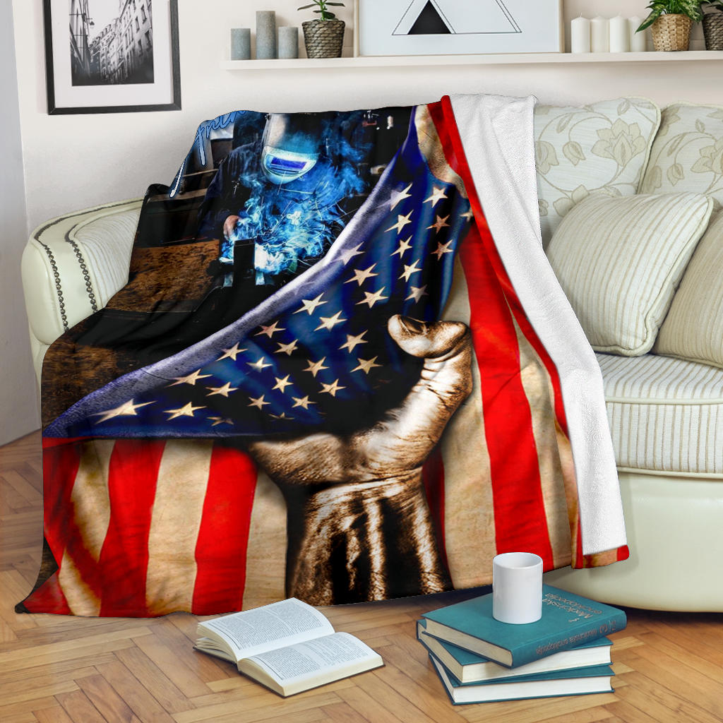 Ohaprints-Fleece-Sherpa-Blanket-Welder-Hand-Flag-Usa-American-Custom-Personalized-Name-Soft-Throw-Blanket-1611-Sherpa Blanket