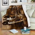 Ohaprints-Fleece-Sherpa-Blanket-Vintage-Brown-Hockey-Shoes-Teen-Blanket-Wood-Pattern-Custom-Personalized-Name-Soft-Throw-Blanket-1673-Sherpa Blanket