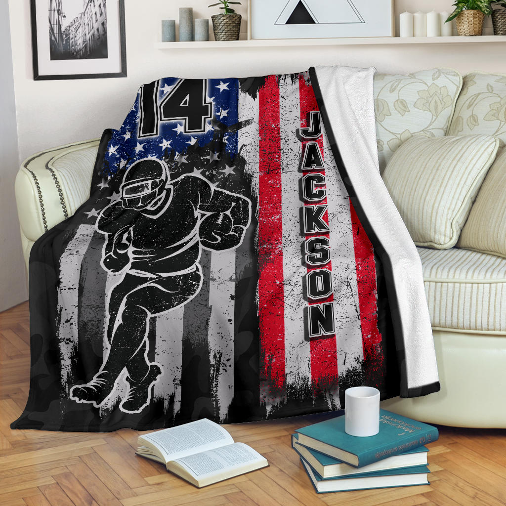 Ohaprints-Fleece-Sherpa-Blanket-American-Football-Gift-For-Son-Boy-Men-Custom-Personalized-Name-Number-Soft-Throw-Blanket-1911-Fleece Blanket