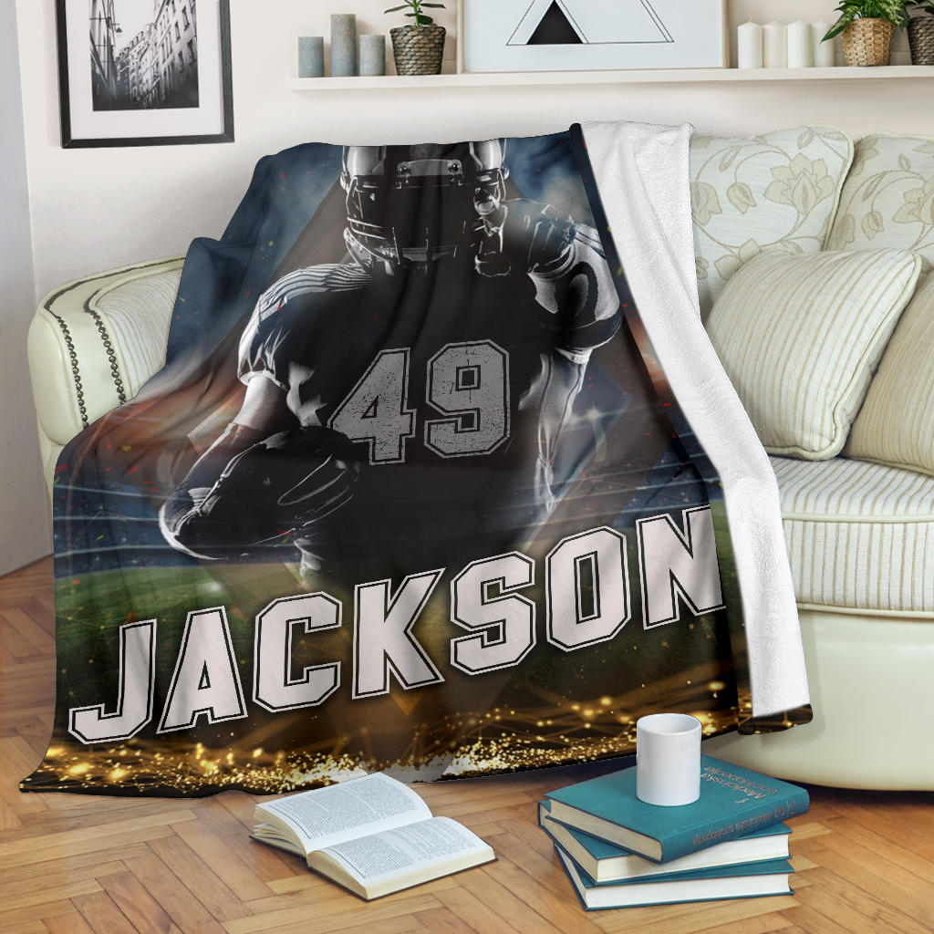 Ohaprints-Fleece-Sherpa-Blanket-American-Football-Gift-For-Son-Boy-Men-Custom-Personalized-Name-Number-Soft-Throw-Blanket-1537-Fleece Blanket