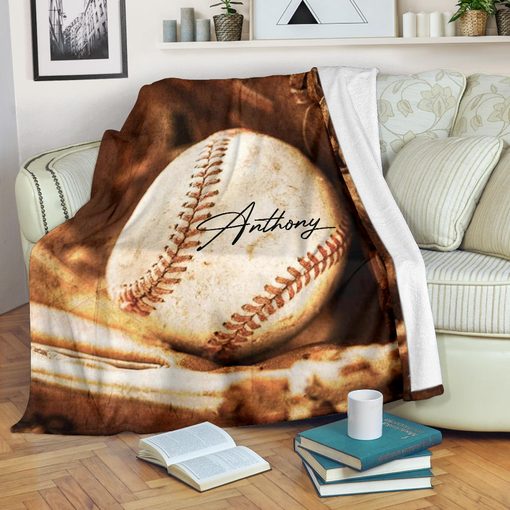 Ohaprints-Fleece-Sherpa-Blanket-Baseball-Gift-For-Son-Boy-Custom-Personalized-Name-Soft-Throw-Blanket-1451-Fleece Blanket