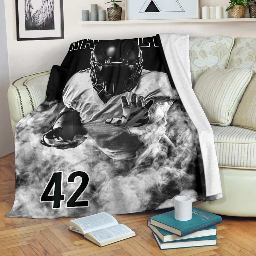 Ohaprints-Fleece-Sherpa-Blanket-American-Football-Gift-For-Son-Boy-Men-Custom-Personalized-Name-Number-Soft-Throw-Blanket-1332-Sherpa Blanket