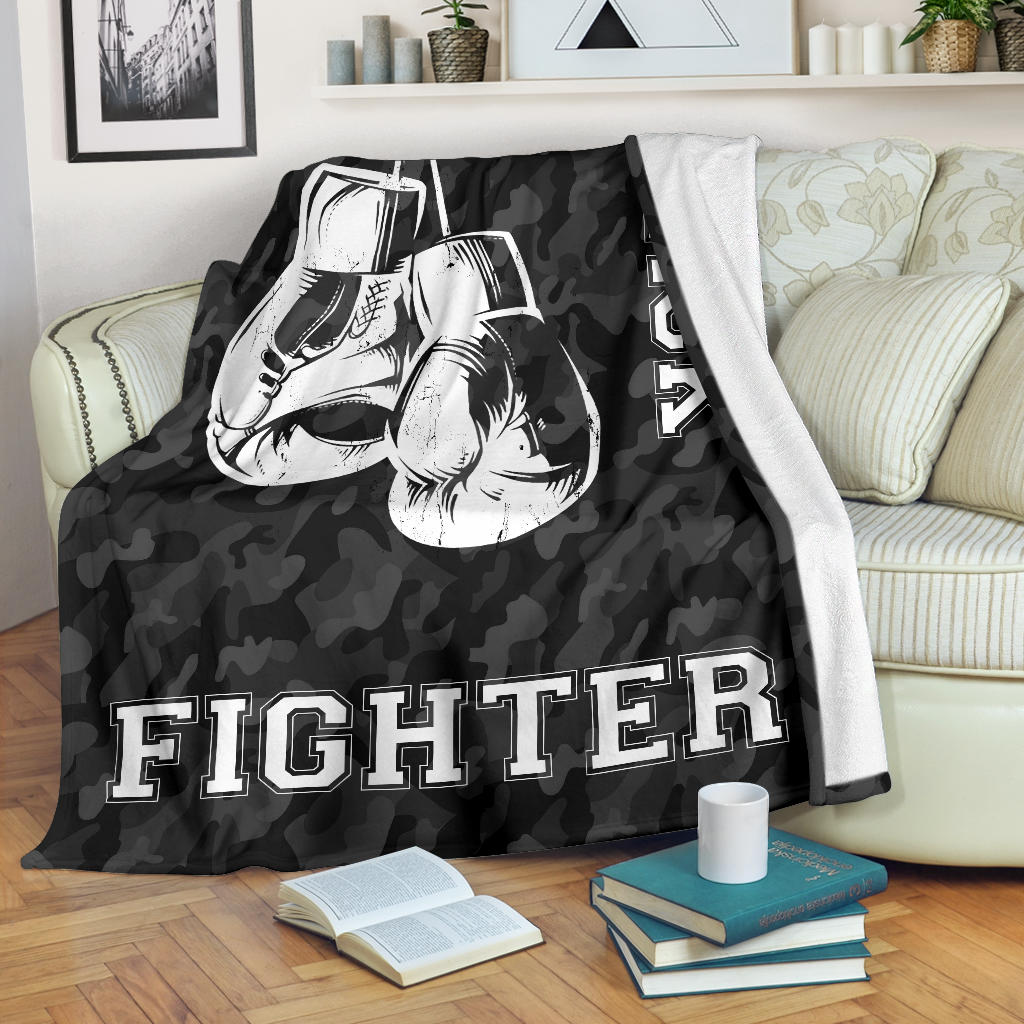 Ohaprints-Fleece-Sherpa-Blanket-Boxing-Camo-Fighter-Gift-For-Fan-Lovers-Soft-Throw-Blanket-1761-Sherpa Blanket