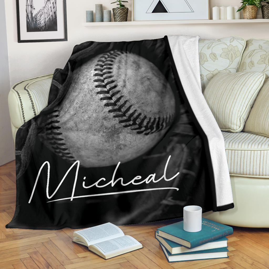 Ohaprints-Fleece-Sherpa-Blanket-Baseball-Gift-For-Son-Boy-Custom-Personalized-Name-Soft-Throw-Blanket-1418-Fleece Blanket