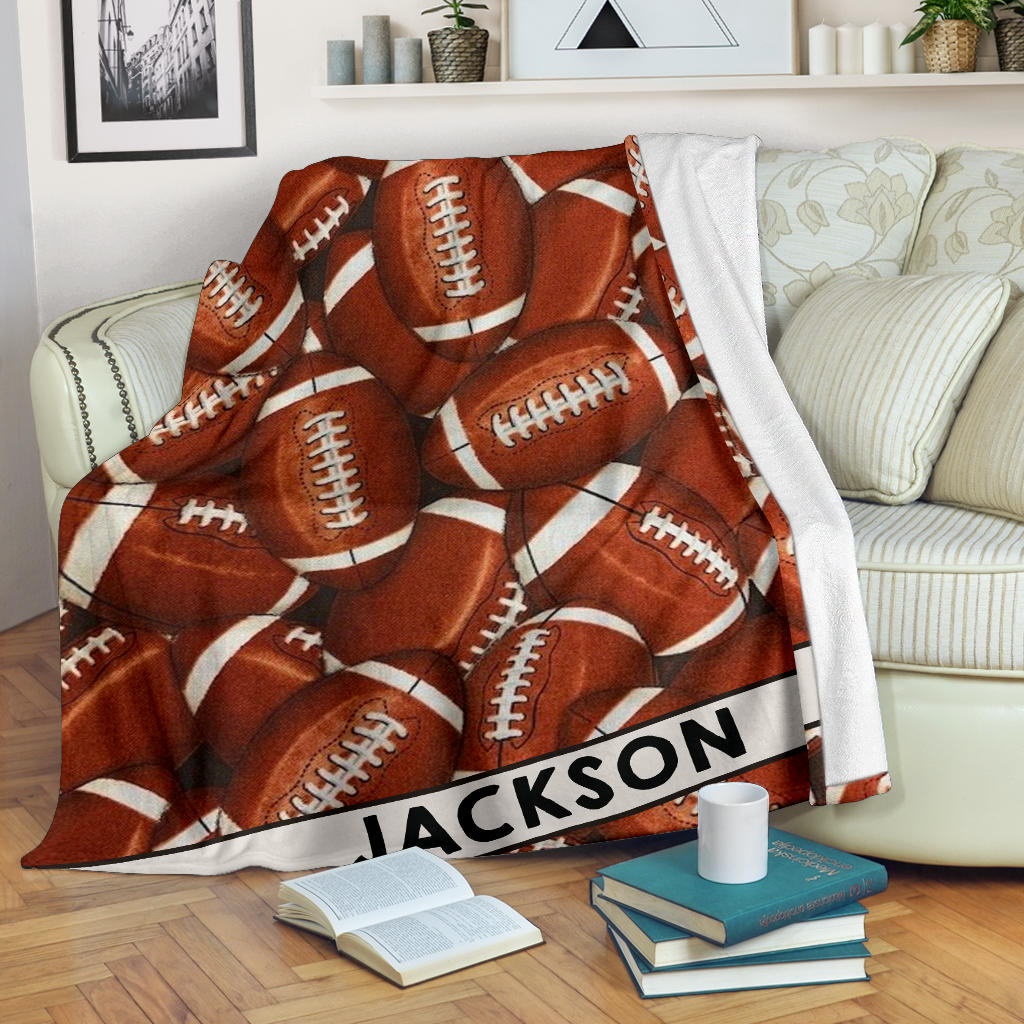 Ohaprints-Fleece-Sherpa-Blanket-American-Football-Gift-For-Son-Boy-Men-Custom-Personalized-Name-Soft-Throw-Blanket-1369-Fleece Blanket