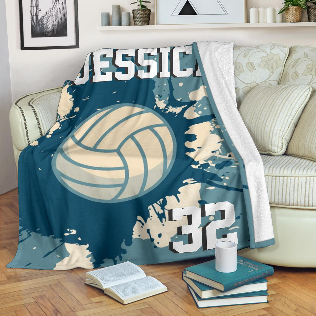 Ohaprints-Fleece-Sherpa-Blanket-Volleyball-Gift-For-Daughter-Girl-Custom-Personalized-Name-Number-Soft-Throw-Blanket-1271-Fleece Blanket