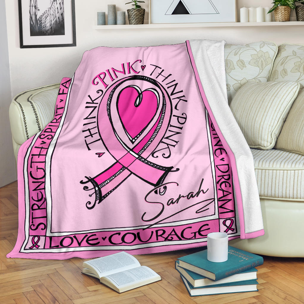 Ohaprints-Fleece-Sherpa-Blanket-Breast-Cancer-Awareness-Think-Pink-Love-Caurage-Custom-Personalized-Name-Soft-Throw-Blanket-1659-Sherpa Blanket