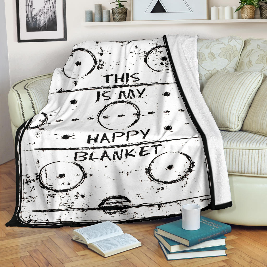 Ohaprints-Fleece-Sherpa-Blanket-This-Is-My-Blanket-Happy-Hokey-Player-Black-Vintage-Soft-Throw-Blanket-1574-Fleece Blanket