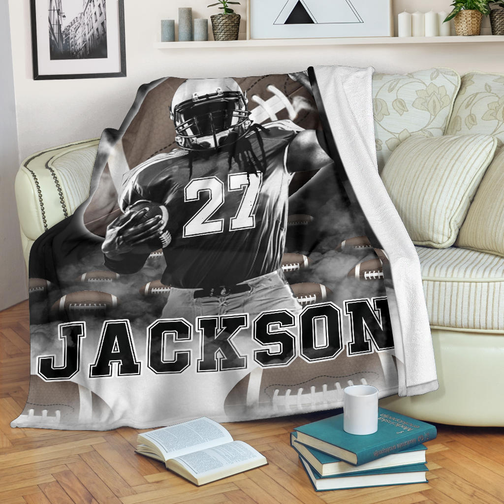 Ohaprints-Fleece-Sherpa-Blanket-American-Football-Gift-For-Son-Boy-Men-Custom-Personalized-Name-Number-Soft-Throw-Blanket-1372-Fleece Blanket