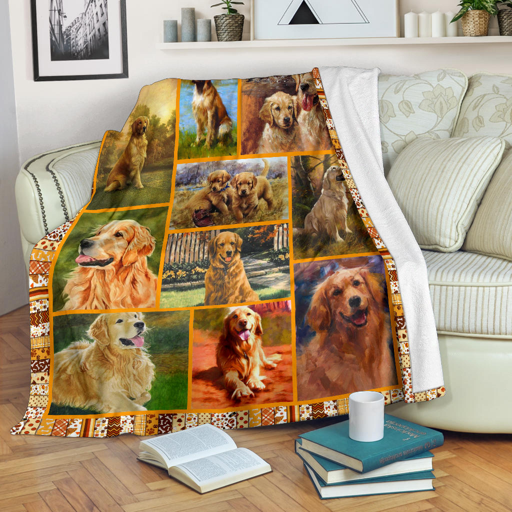 Ohaprints-Fleece-Sherpa-Blanket-Animal-Pet-Lover-Golden-Retriver-Puppy-Dog-Mom-Golden-Retriever-Picture-Soft-Throw-Blanket-1581-Fleece Blanket