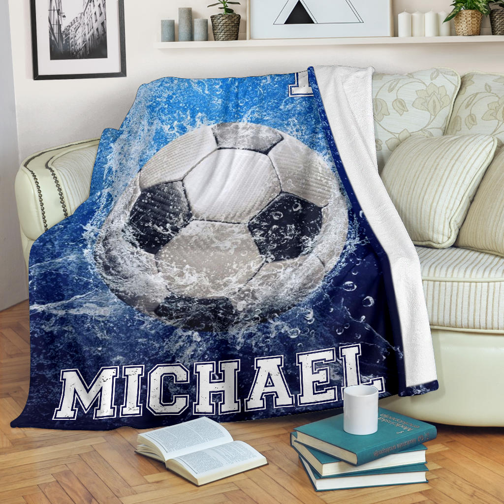 Ohaprints-Fleece-Sherpa-Blanket-Soccer-Blue-Ball-Water-Drop-Custom-Personalized-Name-Number-Soft-Throw-Blanket-1192-Sherpa Blanket