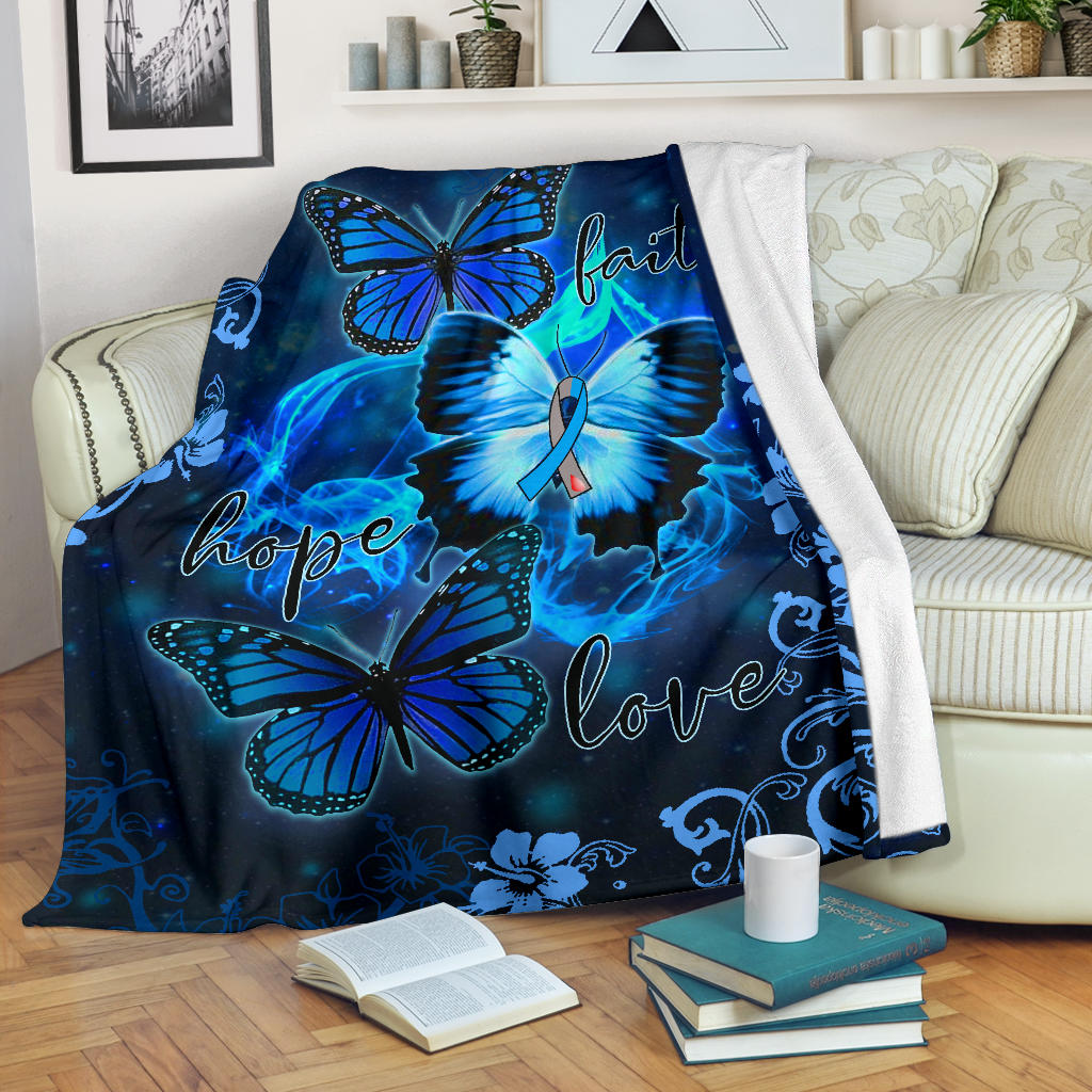 Ohaprints-Fleece-Sherpa-Blanket-Diabetes-Awareness-Blue-Ribbon-Butterfly-Faith-Hope-Love-Flower-Soft-Throw-Blanket-1570-Fleece Blanket