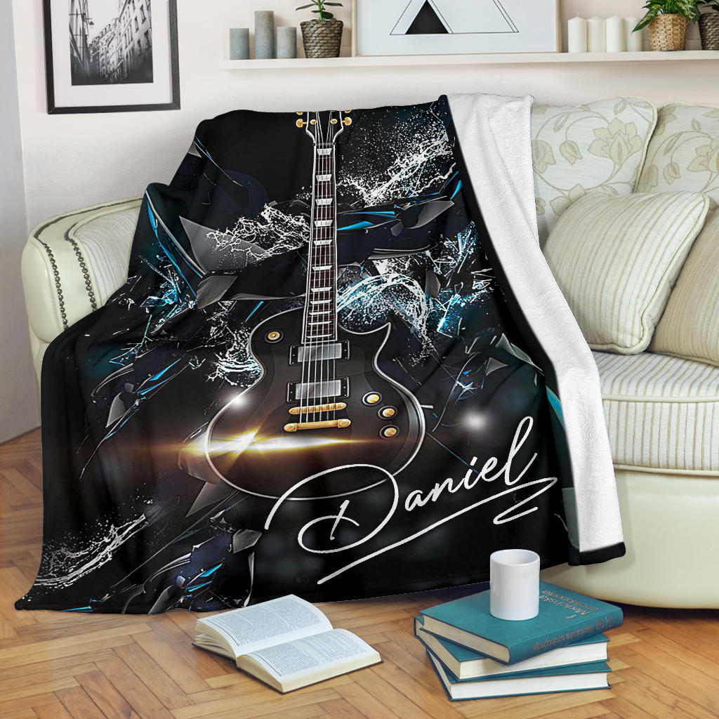 Ohaprints-Fleece-Sherpa-Blanket-Water-Glass-Acoustic-Guitar-Lover-Gift-Guitarist-Black-Custom-Personalized-Name-Soft-Throw-Blanket-1681-Fleece Blanket