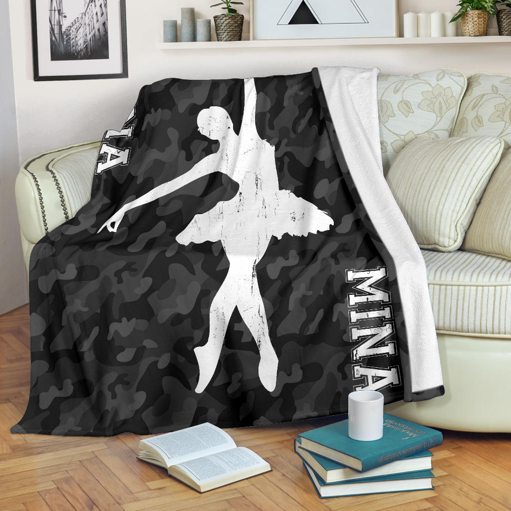 Ohaprints-Fleece-Sherpa-Blanket-Ballet-Black-Camouflage-Blanket-For-Ballet-Girl-Custom-Personalized-Name-Soft-Throw-Blanket-1407-Fleece Blanket