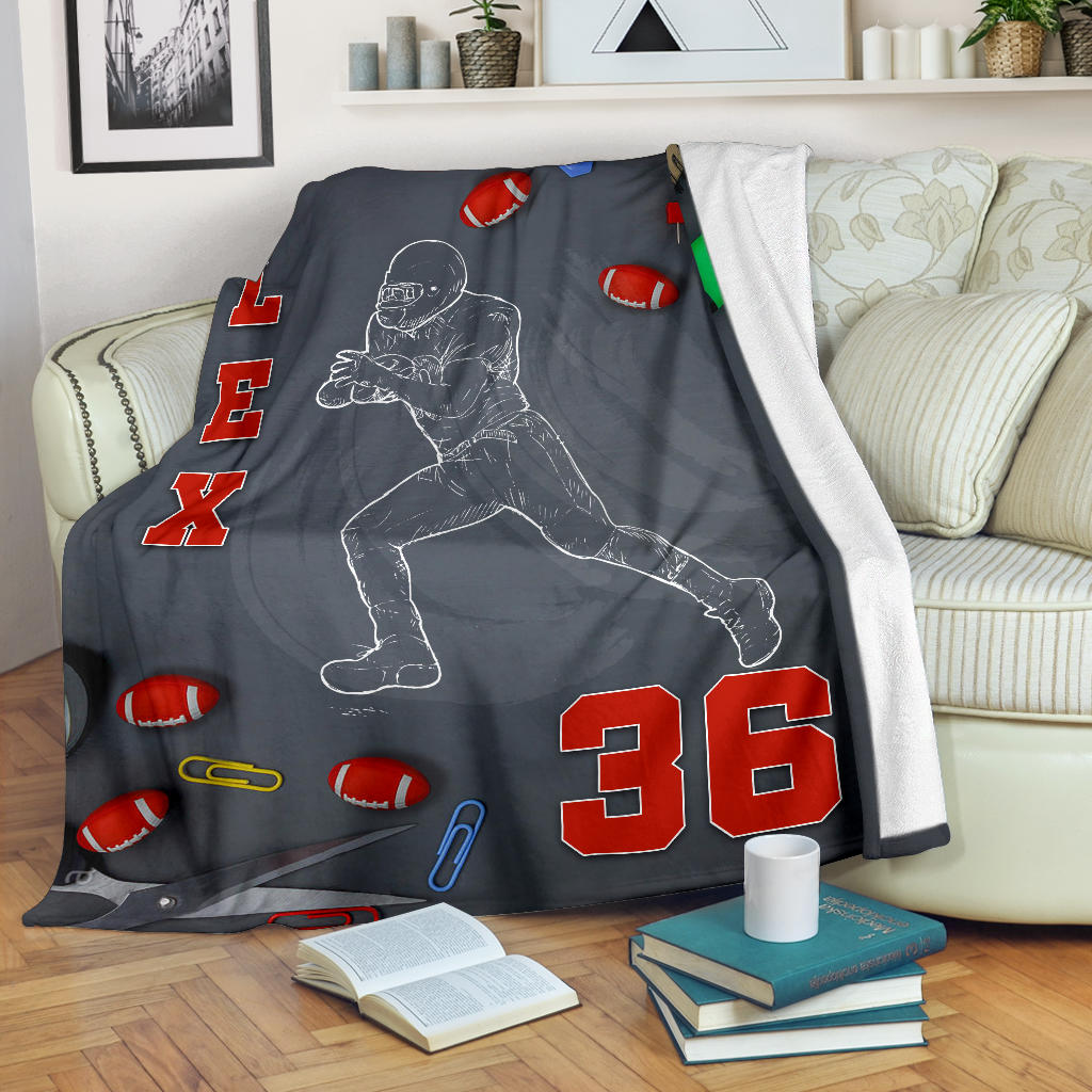 Ohaprints-Fleece-Sherpa-Blanket-American-Football-Gift-For-Son-Boy-Men-Custom-Personalized-Name-Number-Soft-Throw-Blanket-1363-Fleece Blanket