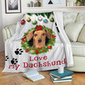 Ohaprints-Fleece-Sherpa-Blanket-Dachshund-Christmas-Wreath-Love-Gift-For-Dog-Lover-Soft-Throw-Blanket-1785-Fleece Blanket