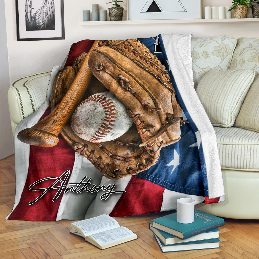 Ohaprints-Fleece-Sherpa-Blanket-Baseball-Gift-For-Son-Boy-Custom-Personalized-Name-Number-Soft-Throw-Blanket-1447-Fleece Blanket