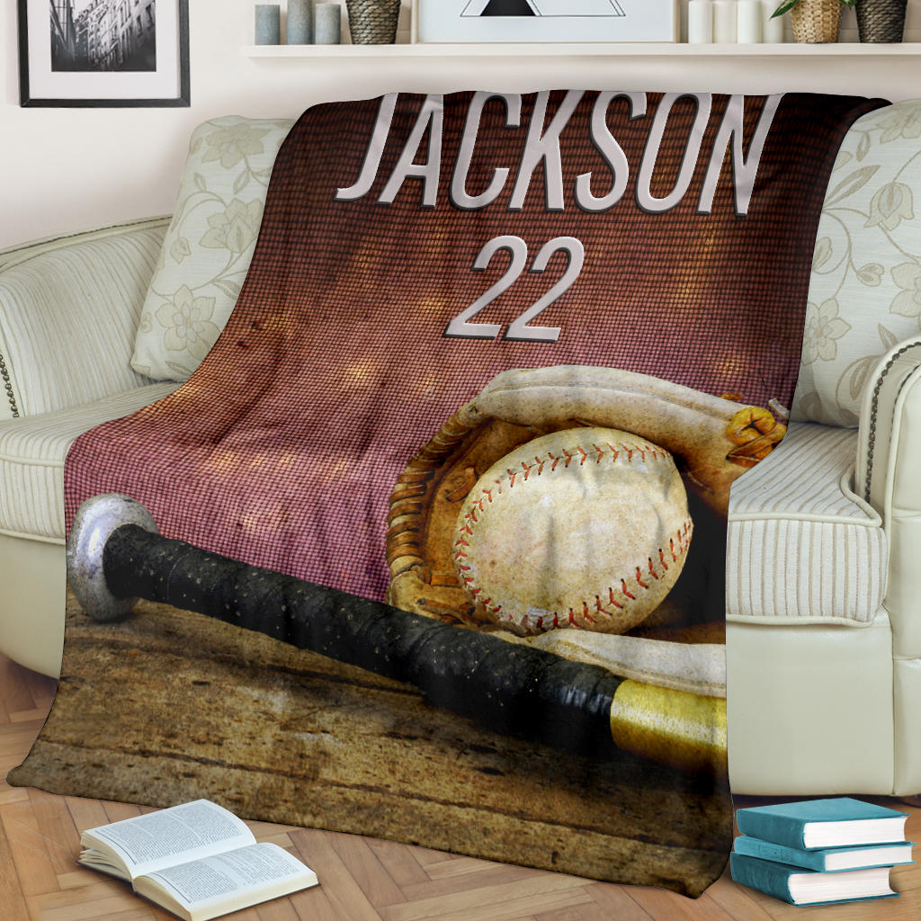 Ohaprints-Fleece-Sherpa-Blanket-Baseball-Gift-For-Son-Boy-Custom-Personalized-Name-Number-Soft-Throw-Blanket-1470-Fleece Blanket