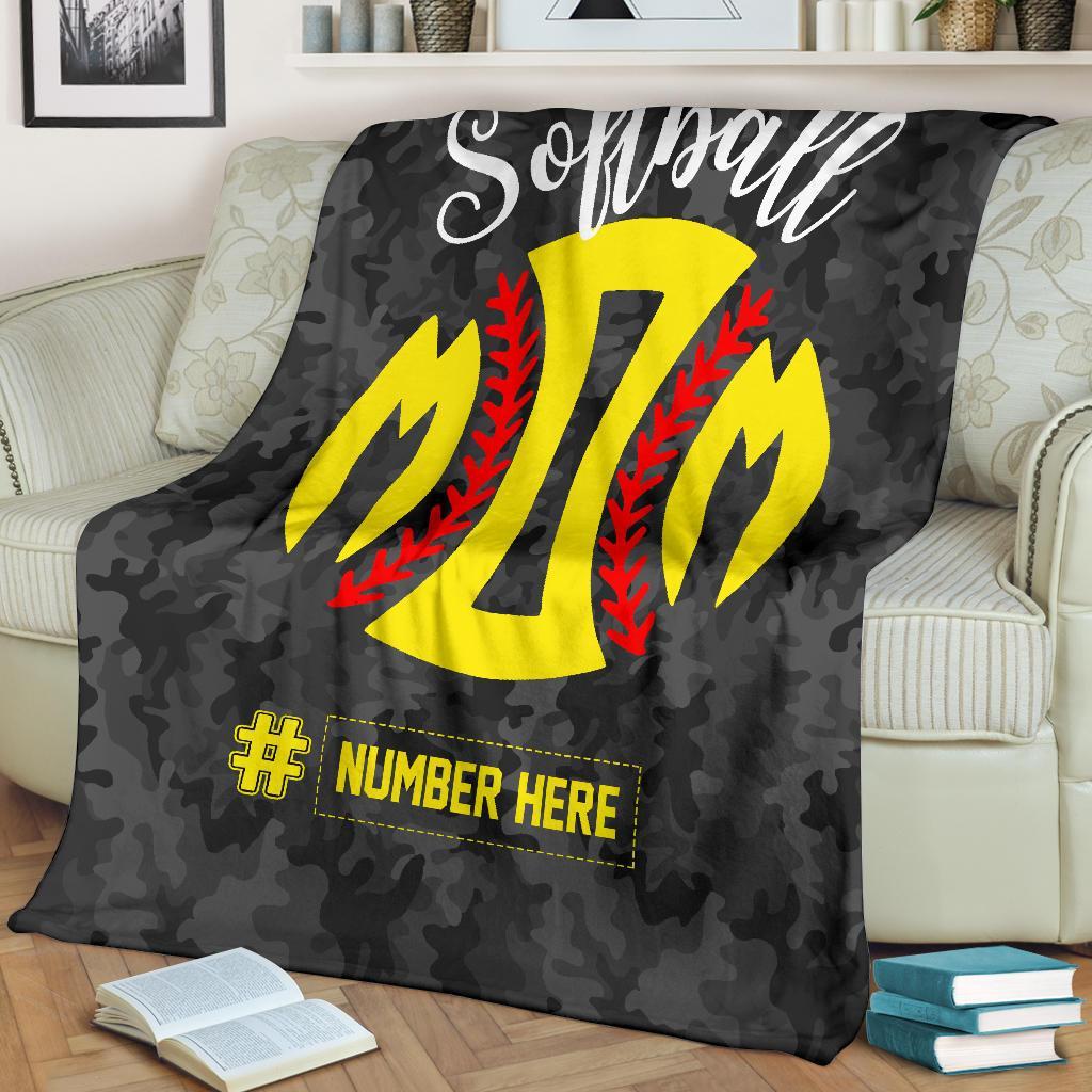 Ohaprints-Fleece-Sherpa-Blanket-Softball-Gift-For-Mom-Mother-Custom-Personalized-Number-Soft-Throw-Blanket-1213-Fleece Blanket